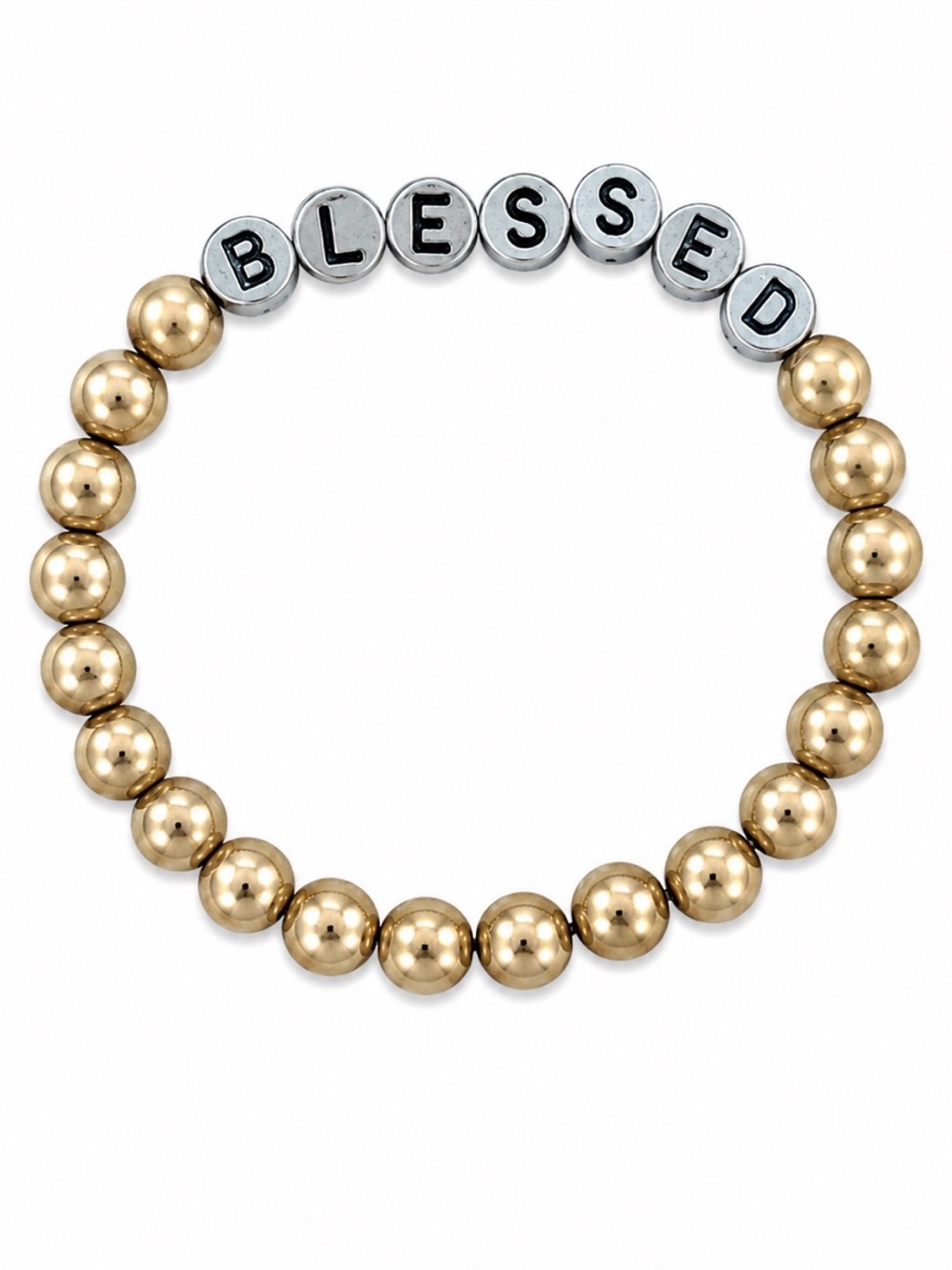 Viola Blessed Gold Beaded Stretch Bracelet Inspirational Faith Jewelry NWT